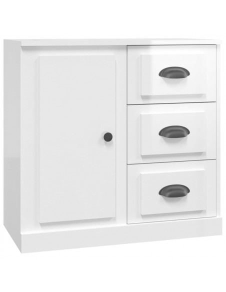 Credenze 2 pz Bianco Lucido in Legno Multistrato