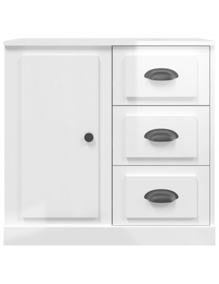 Credenze 2 pz Bianco Lucido in Legno Multistrato