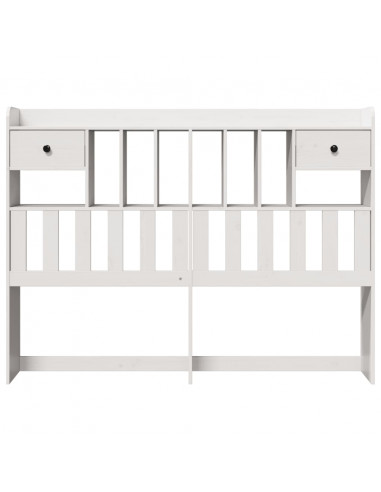 Testiera con Ripiani Bianca 150 cm in Legno Massello di Pino