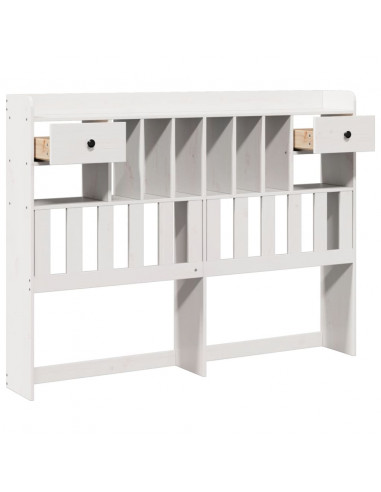 Testiera con Ripiani Bianca 150 cm in Legno Massello di Pino