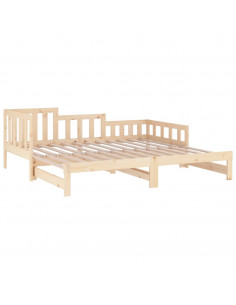 Dormeuse Estraibile 2x(90x200) cm Legno Massello di Pino 2