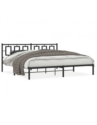 Giroletto con Testiera in Metallo Nero 193x203 cm