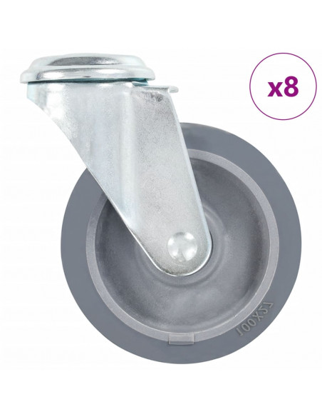 Ruote Girevoli con Foro per Bullone 8 pz 100 mm