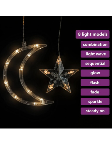 Luci Fatate Stella e Luna con Telecomando 138 LED Bianco Caldo