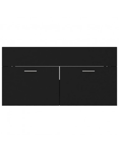 Mobile con Lavabo Integrato Nero in Legno Multistrato