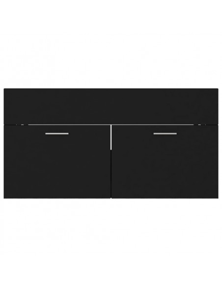 Mobile con Lavabo Integrato Nero in Legno Multistrato