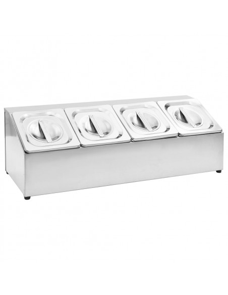 Supporto Gastronorm con 4 Contenitori GN 1/6 in Acciaio Inox