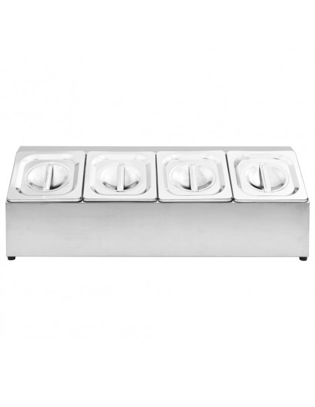 Supporto Gastronorm con 4 Contenitori GN 1/6 in Acciaio Inox