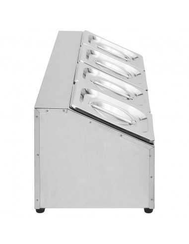 Supporto Gastronorm con 4 Contenitori GN 1/6 in Acciaio Inox