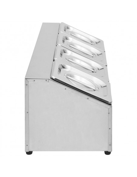 Supporto Gastronorm con 4 Contenitori GN 1/6 in Acciaio Inox