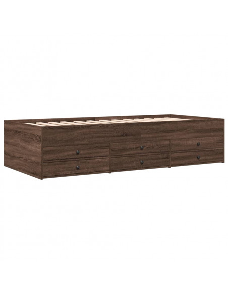 Divano Letto con Cassetti Rovere Marrone 75x190 cm Multistrato