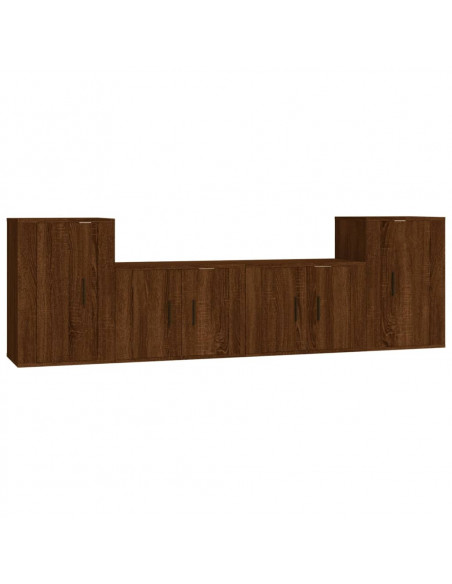 Set Mobili Porta TV 4 pz Rovere Marrone in Legno Multistrato