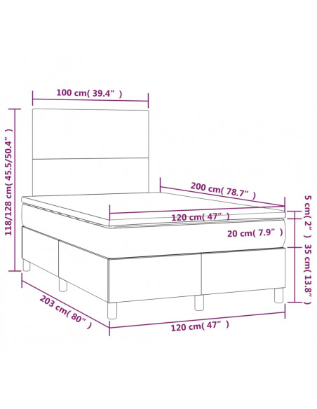 Giroletto a Molle con Materasso Bianco 120x200 cm in Similpelle