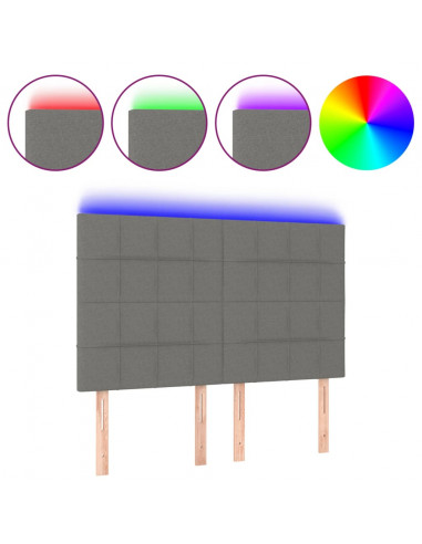 Testiera a LED GrigioScuro 144x5x118/128cm inTessuto