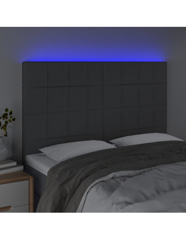 Testiera a LED GrigioScuro 144x5x118/128cm inTessuto