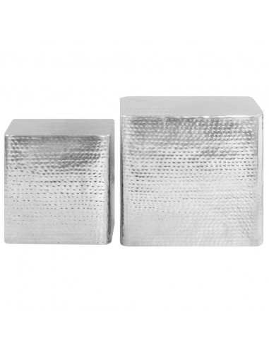 Tavolini da Salotto 2 pz Argento in Alluminio