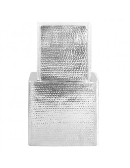 Tavolini da Salotto 2 pz Argento in Alluminio