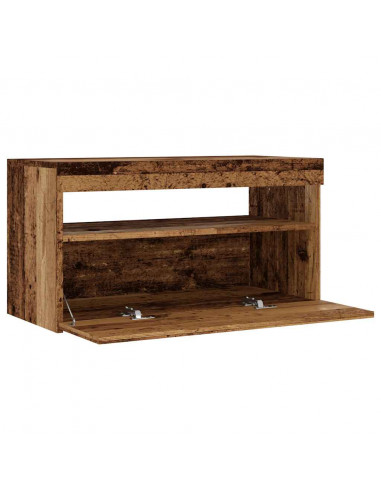 Mobile Porta TV con LED Legno Antico 75x35x40 cm Multistrato