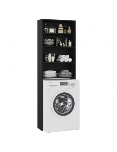 Mobile per Lavatrice Nero 64x24x190 cm