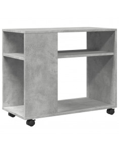 Tavolino con Ruote Grigio Cemento 70x35x60 cm in Truciolato 2