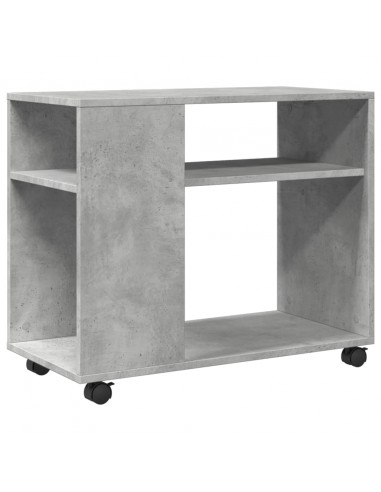 Tavolino con Ruote Grigio Cemento 70x35x60 cm in Truciolato