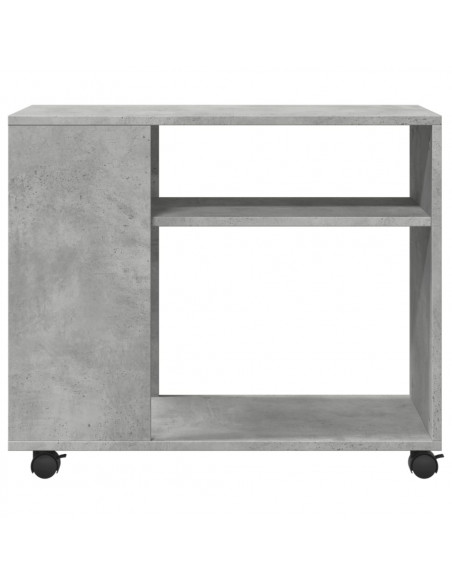 Tavolino con Ruote Grigio Cemento 70x35x60 cm in Truciolato