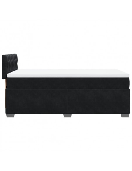 Giroletto a Molle con Materasso Nero 90x190 cm in Velluto