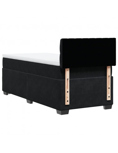 Giroletto a Molle con Materasso Nero 90x190 cm in Velluto