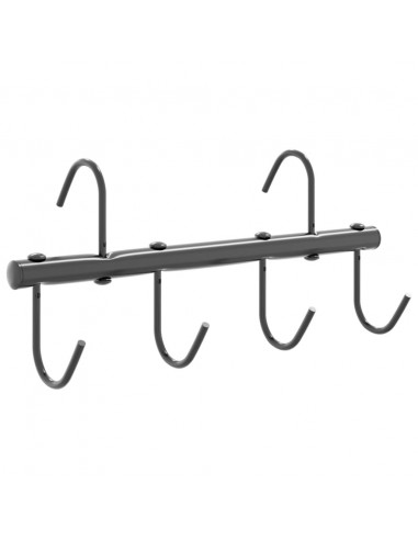 Supporto Briglie con 6 Ganci Girevoli Nero in Acciaio