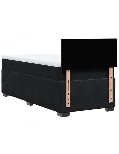 Giroletto a Molle con Materasso Nero 90x200 cm in Velluto