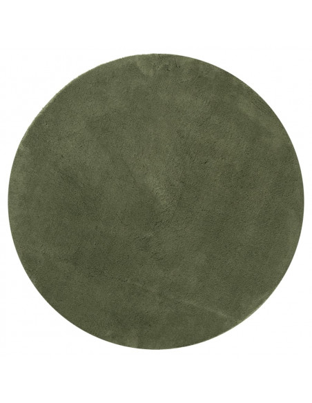 Tappeto Pelo Corto HUARTE Morbido Lavabile Verde Bosco Ø 120 cm