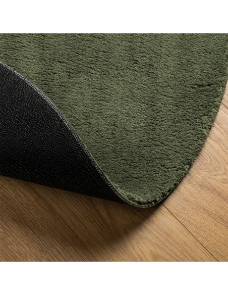 Tappeto Pelo Corto HUARTE Morbido Lavabile Verde Bosco Ø 120 cm