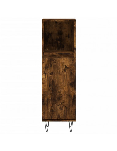 Set Mobili da Bagno 3 pz Rovere Fumo in Legno Multistrato