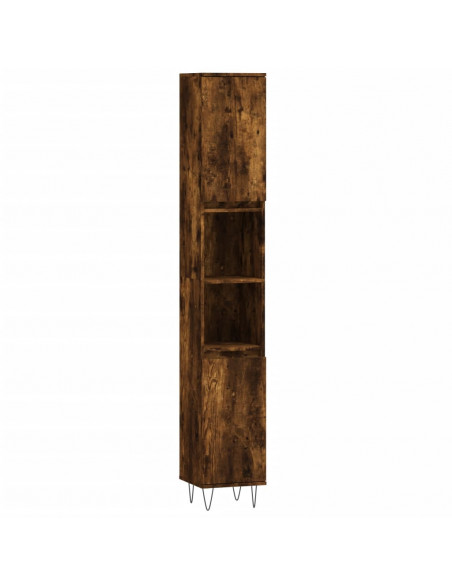 Set Mobili da Bagno 3 pz Rovere Fumo in Legno Multistrato