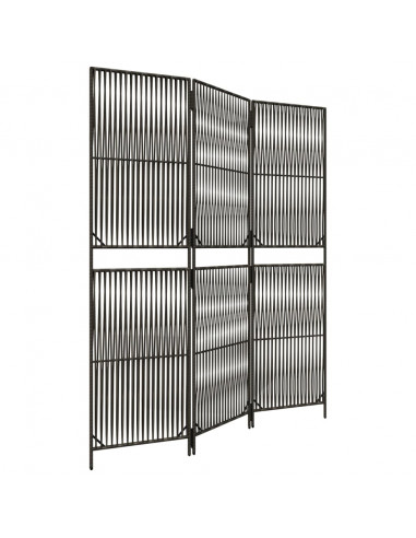 Divisorio per Ambienti a 3 Pannelli Grigio in Polyrattan