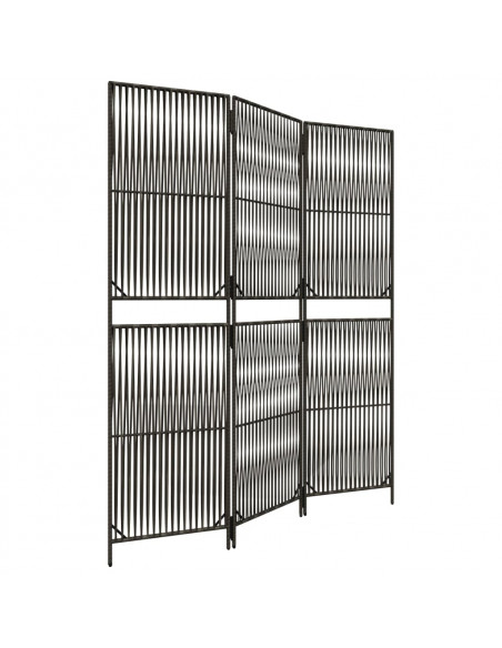 Divisorio per Ambienti a 3 Pannelli Grigio in Polyrattan
