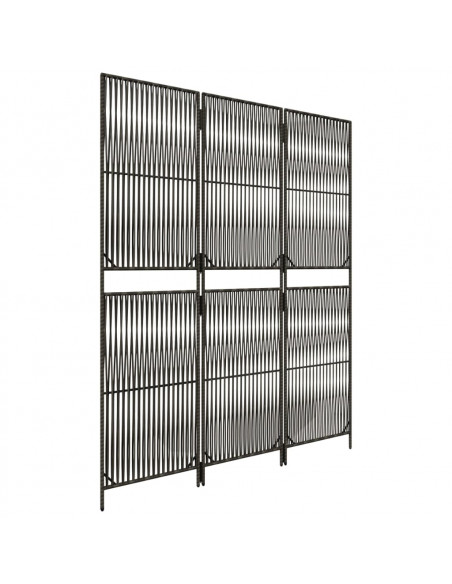 Divisorio per Ambienti a 3 Pannelli Grigio in Polyrattan
