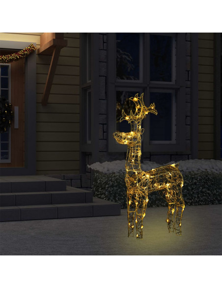 Renne e Slitta Decorazione Natale 90 LED 60x16x100 cm Acrilico