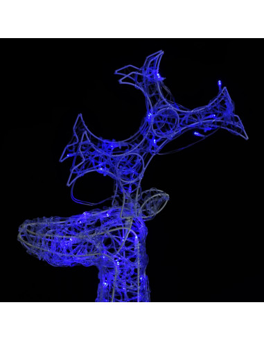 Renne e Slitta Decorazione Natale 90 LED 60x16x100 cm Acrilico