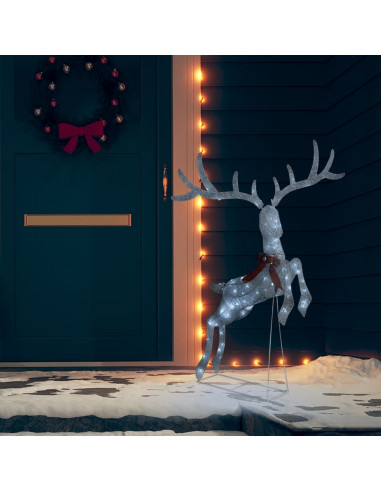 Renna Volante di Natale con 120 LED Bianco e Bianco Freddo