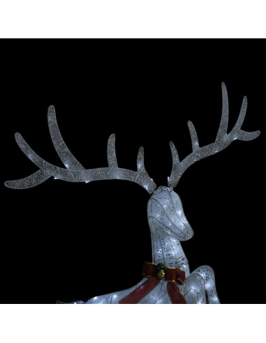 Renna Volante di Natale con 120 LED Bianco e Bianco Freddo