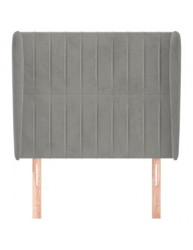 Testiera ad Orecchio Grigio Chiaro 103x23x118/128 cm in Velluto