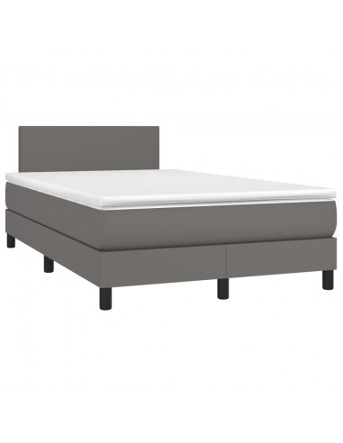 Giroletto Molle con Materasso e LED Grigio 120x190cm Similpelle