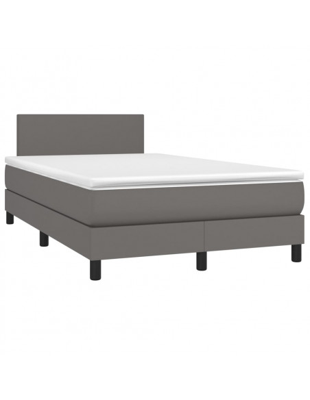 Giroletto Molle con Materasso e LED Grigio 120x190cm Similpelle