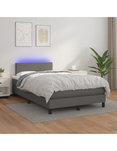 Giroletto Molle con Materasso e LED Grigio 120x190cm Similpelle