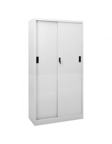 Armadio con Anta Scorrevole Grigio Chiaro 90x40x180 cm Acciaio