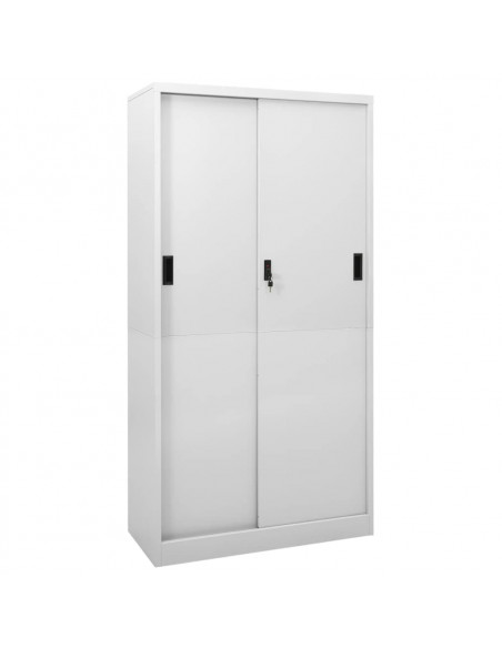 Armadio con Anta Scorrevole Grigio Chiaro 90x40x180 cm Acciaio