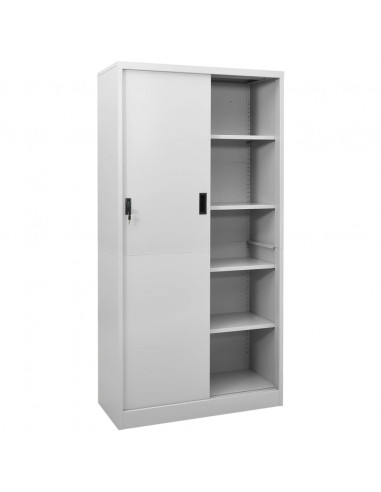 Armadio con Anta Scorrevole Grigio Chiaro 90x40x180 cm Acciaio