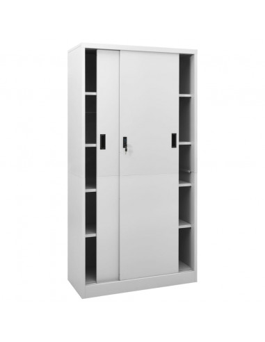 Armadio con Anta Scorrevole Grigio Chiaro 90x40x180 cm Acciaio
