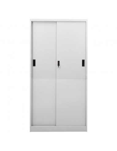 Armadio con Anta Scorrevole Grigio Chiaro 90x40x180 cm Acciaio